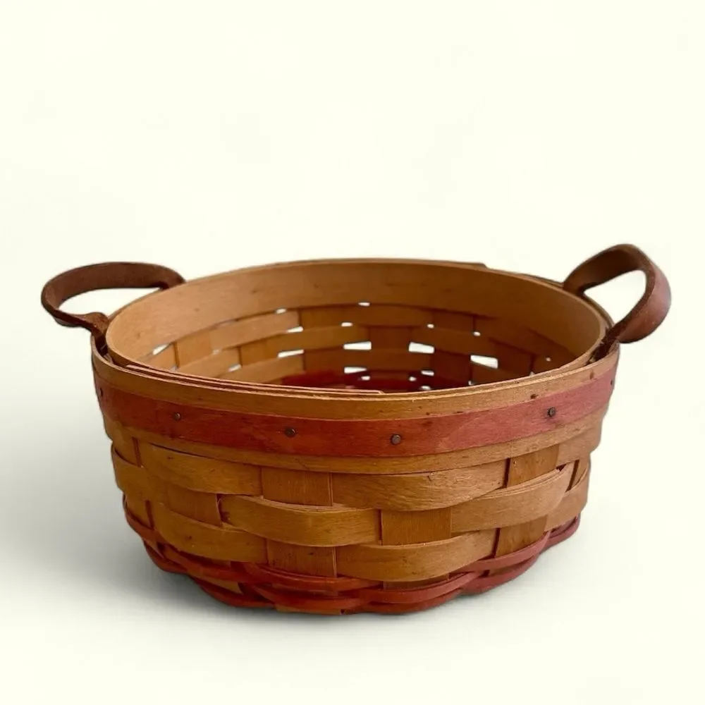 Longaberger Vintage Basket of Love Leather Handles Signed 1995